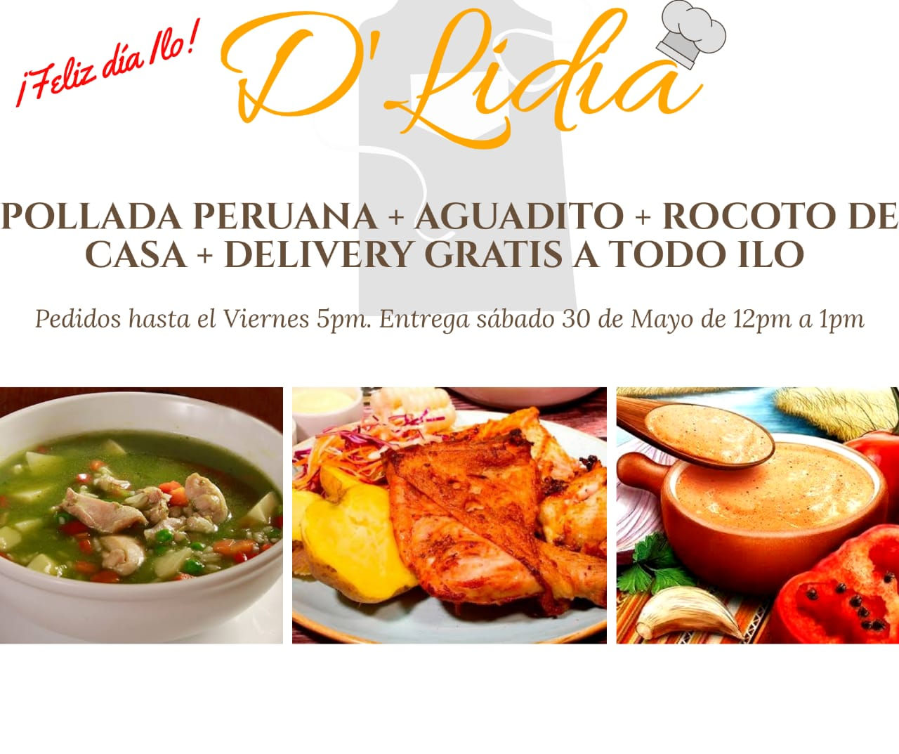 Pollada Peruana + Aguadito de pollo+ Rocoto de casa+Delivery Gratis