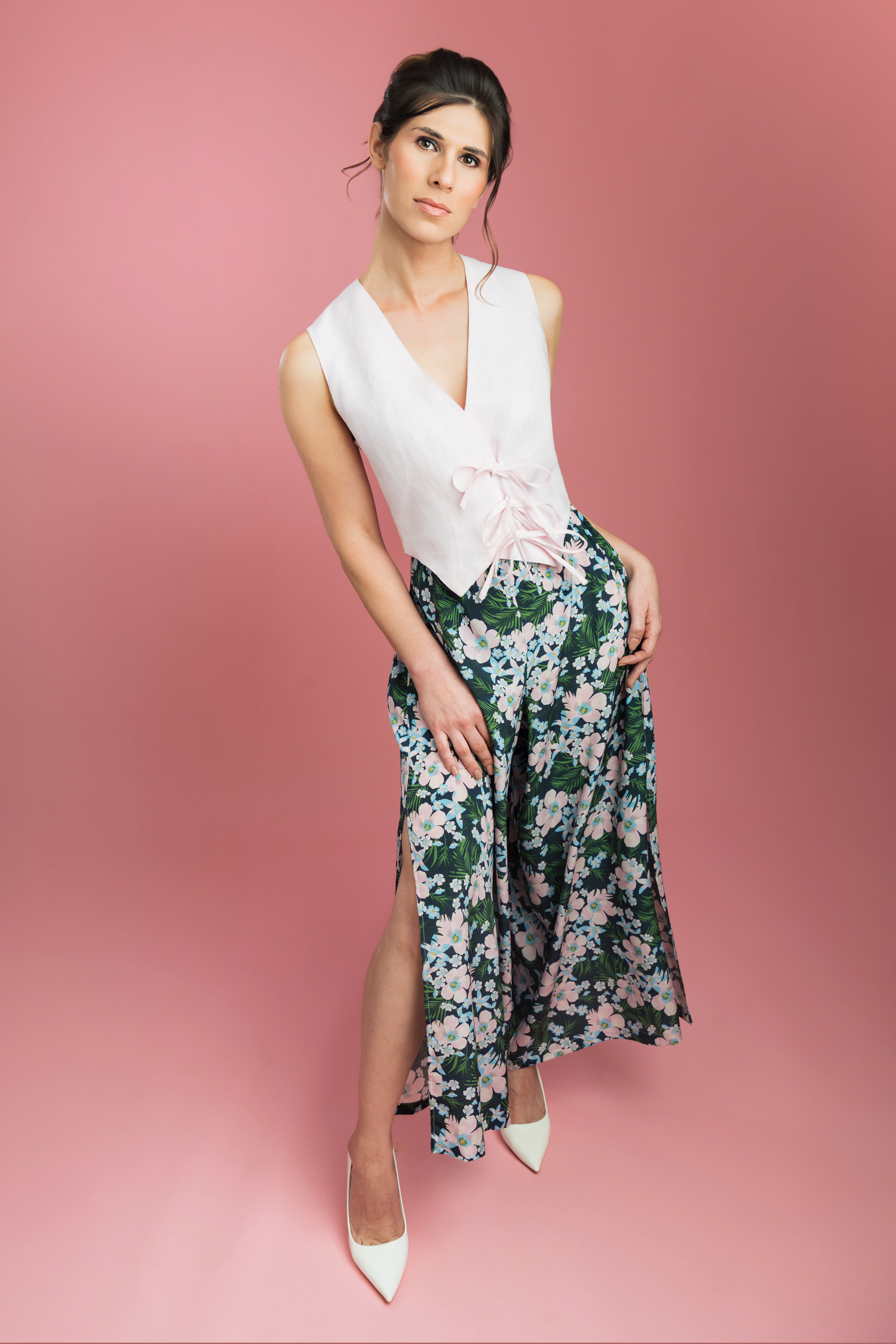 Floral Print Silk Trousers
