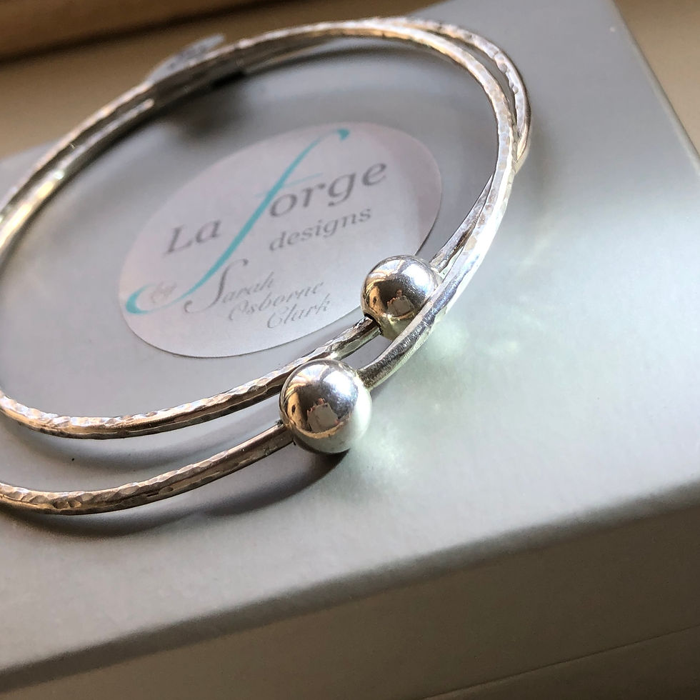 Thumbnail: Made To Order-Double Russian Style - Thick and Thin Bangles -925 Sterling Silver