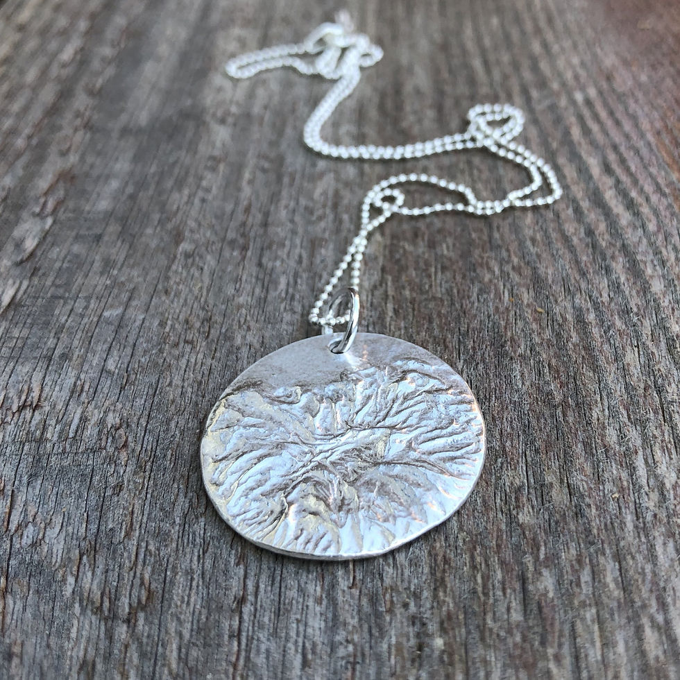 Thumbnail: Large Round Reticulated Pendant - 925 Sterling Silver