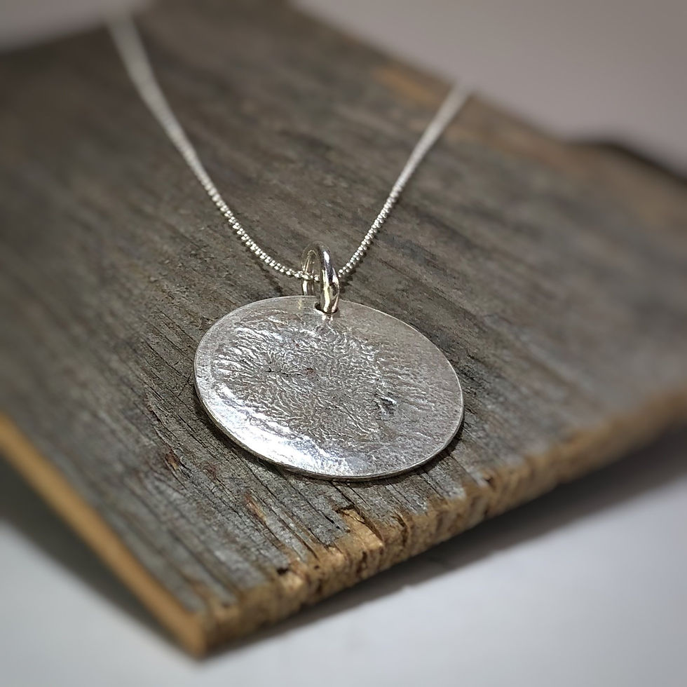 Thumbnail: Large Round Reticulated Pendant - 925 Sterling Silver