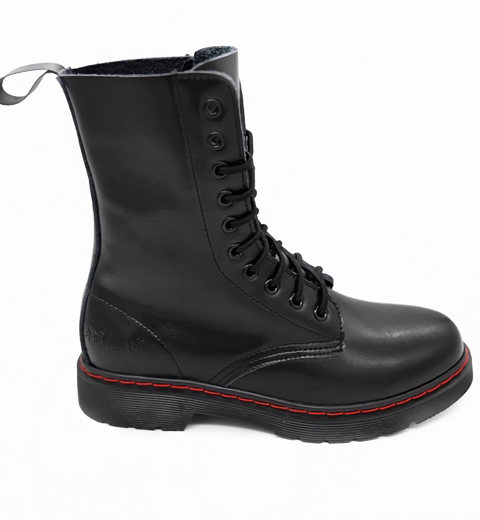 Miniaturbild: Aderlass 10 Eye Boots Leather in Schwarz als hohe Unisex Leder Boots