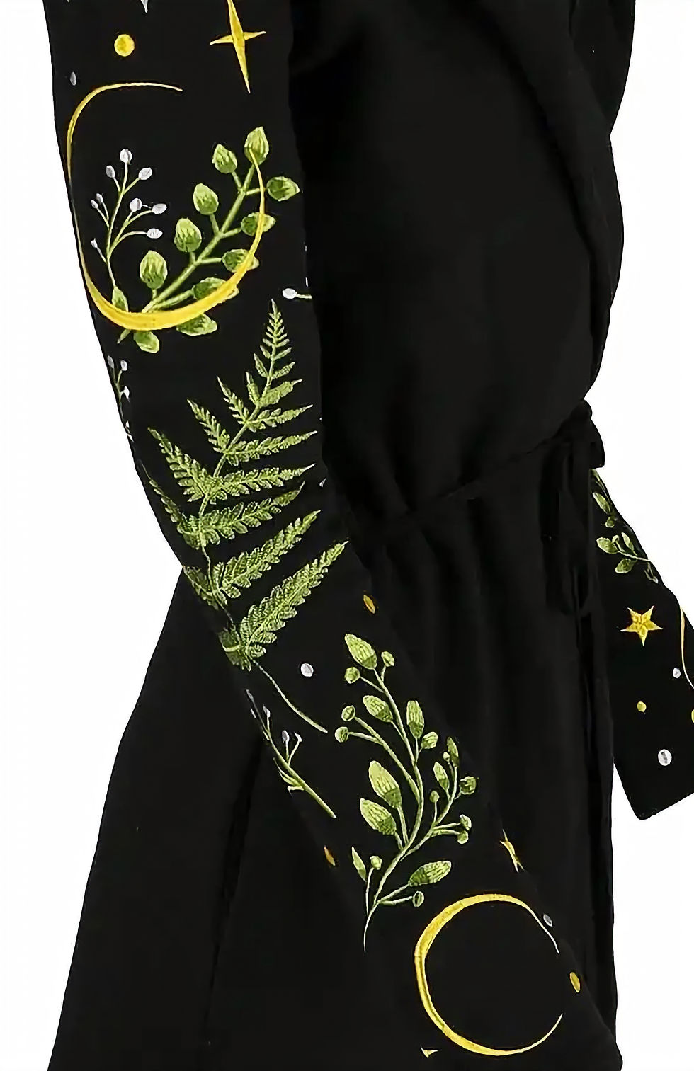 Miniaturbild: Gothic Hoodie mit Farnstickerei und übergroßer Kapuze in Schwarz