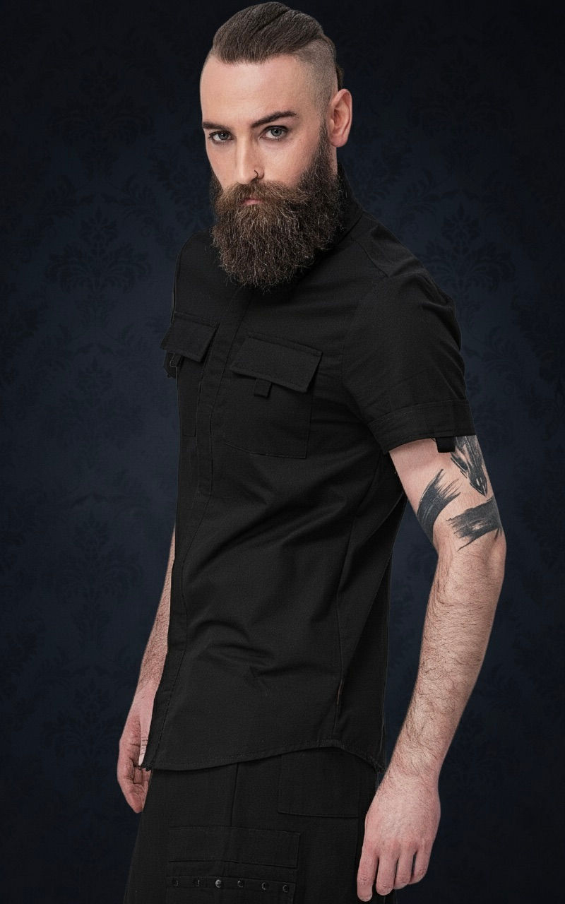 Miniaturbild: Herren Kurzarmhemd mit verdeckter Knopfleiste aus 100 % Baumwolle in modernem Design