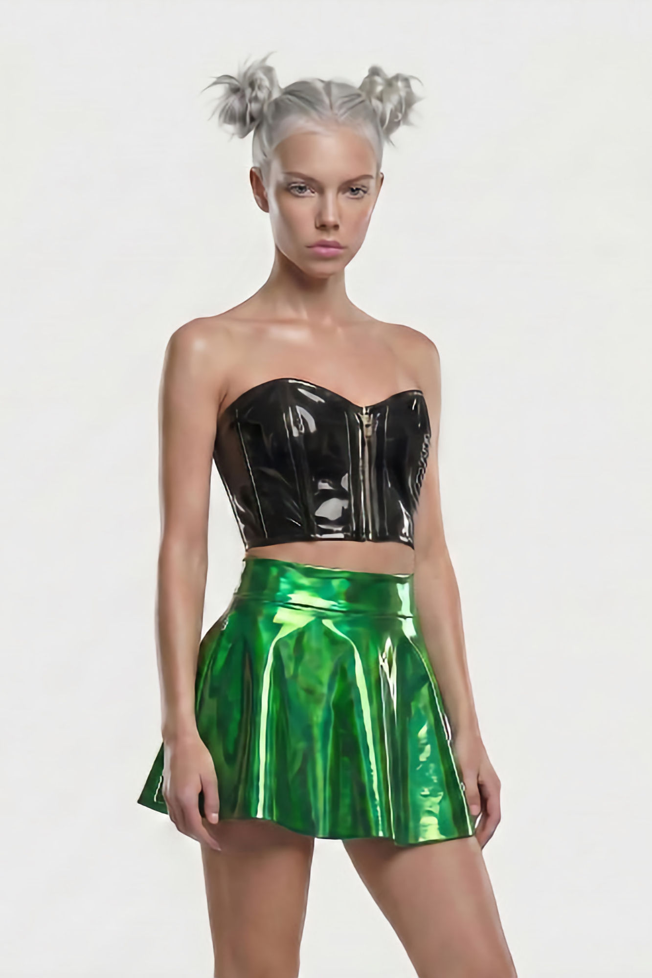 PVC Bustier Schwarz – Aderlass Shiny Bustier mit Reißverschluss
