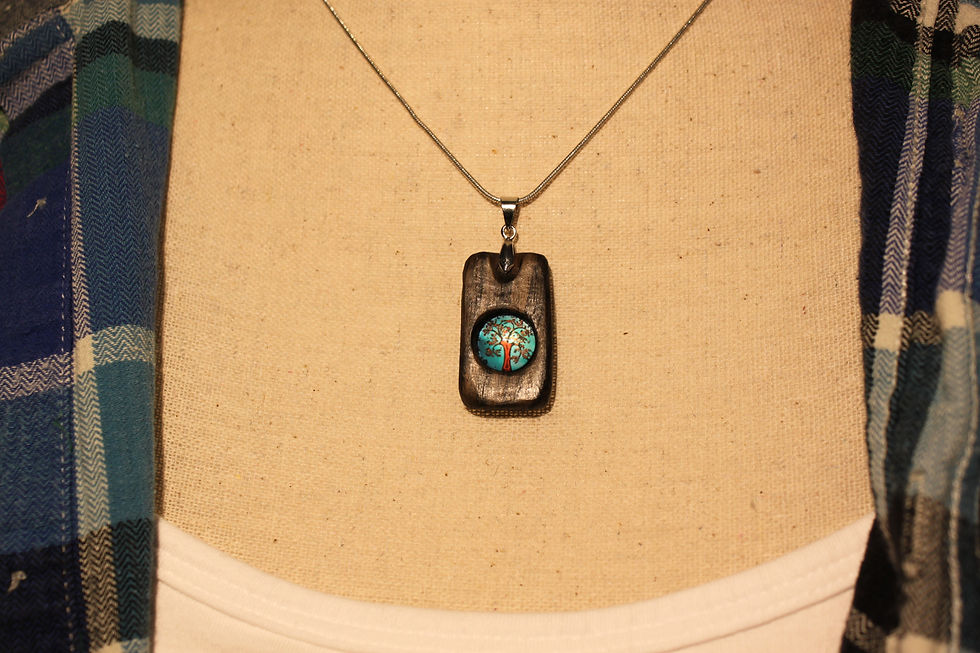 Miniaturbild: Lebensbaum Glas-Cabochon Blau/Rot