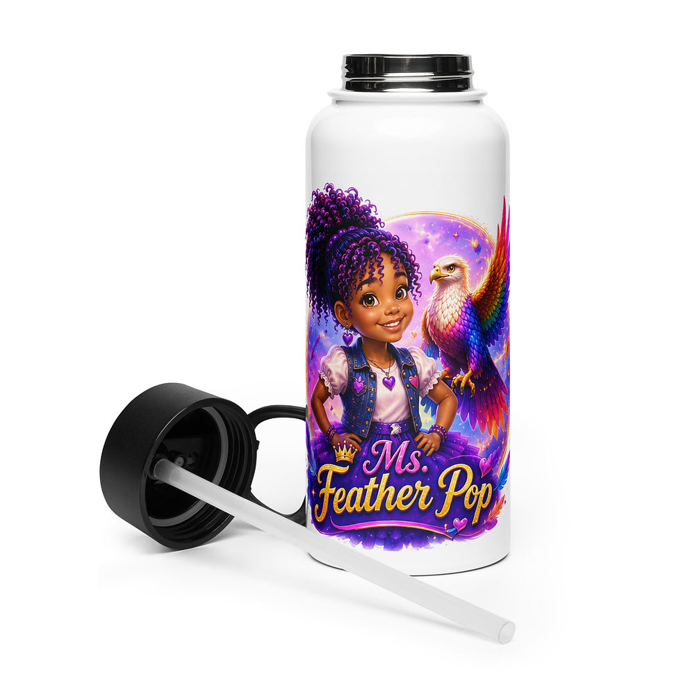 Thumbnail: Ms.Featherpop Stainless steel water bottle with a straw lid