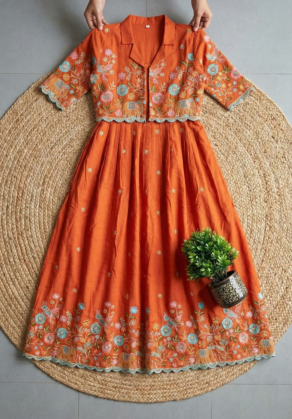 Thumbnail: Vichitra Silk Gown with Detachable Jacket