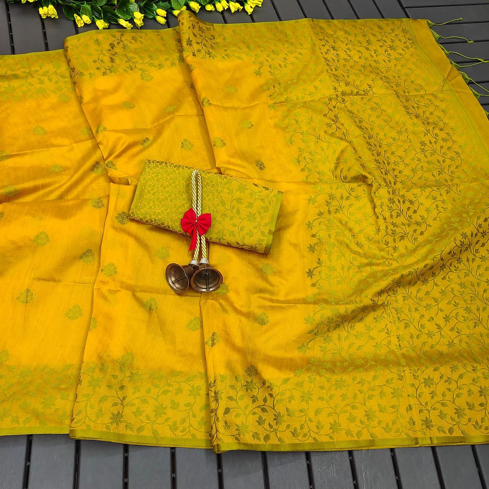 Thumbnail: Khadi Raw Silk Saree With Contrast Weaving Pallu
