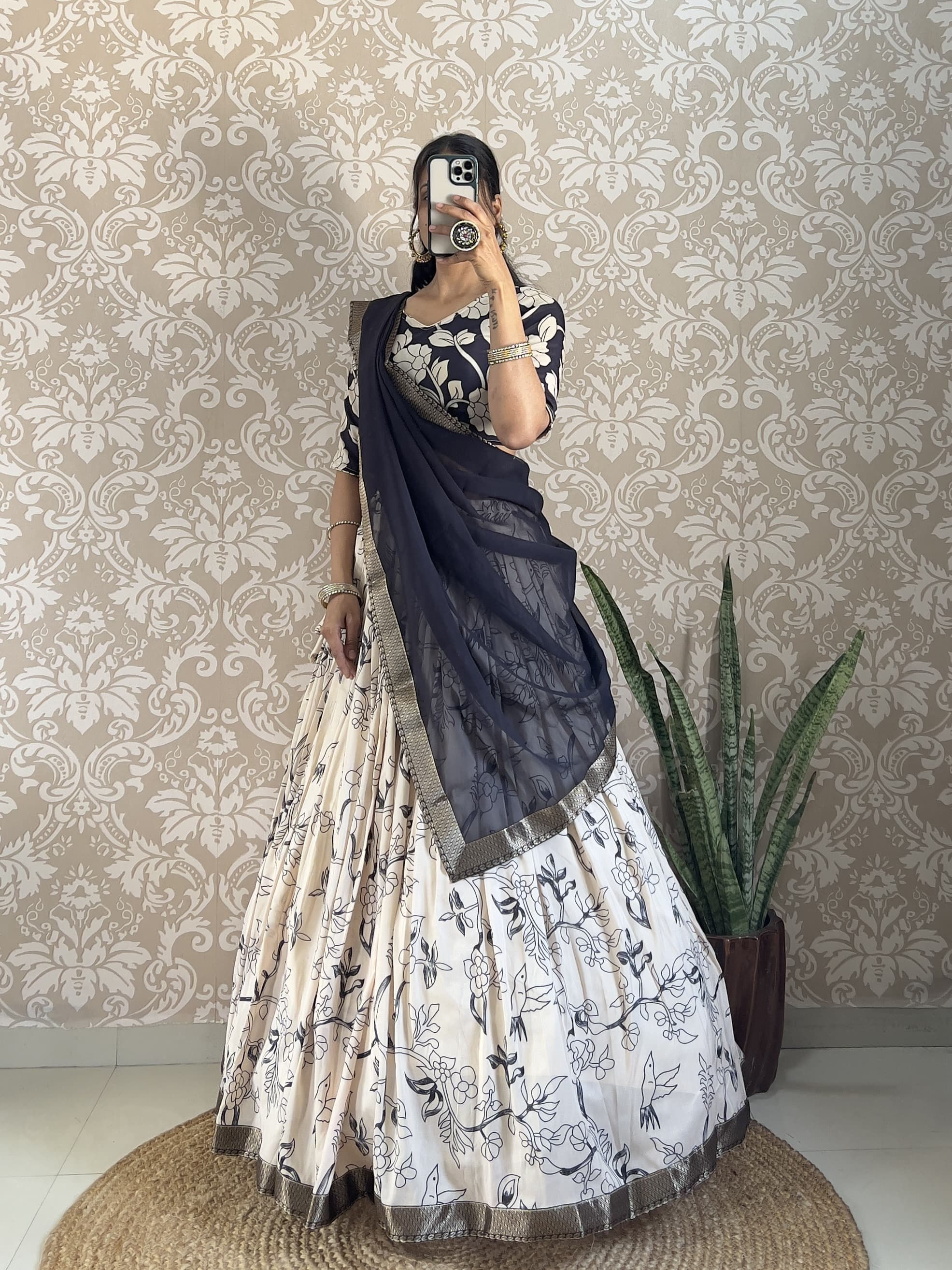 Soft Muslin Silk Kalamkari Print Lehenga Choli