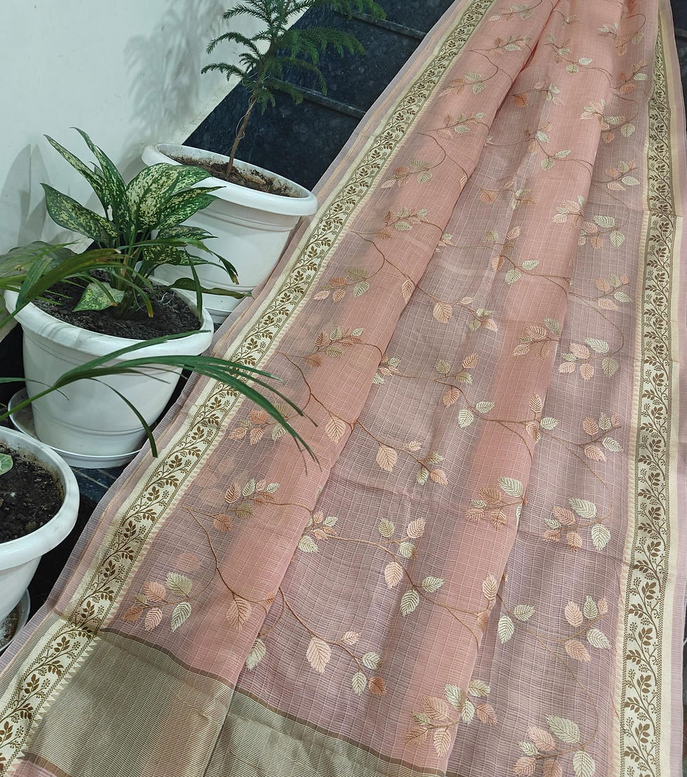 Thumbnail: Moonga Doria Saree with Embroidery work
