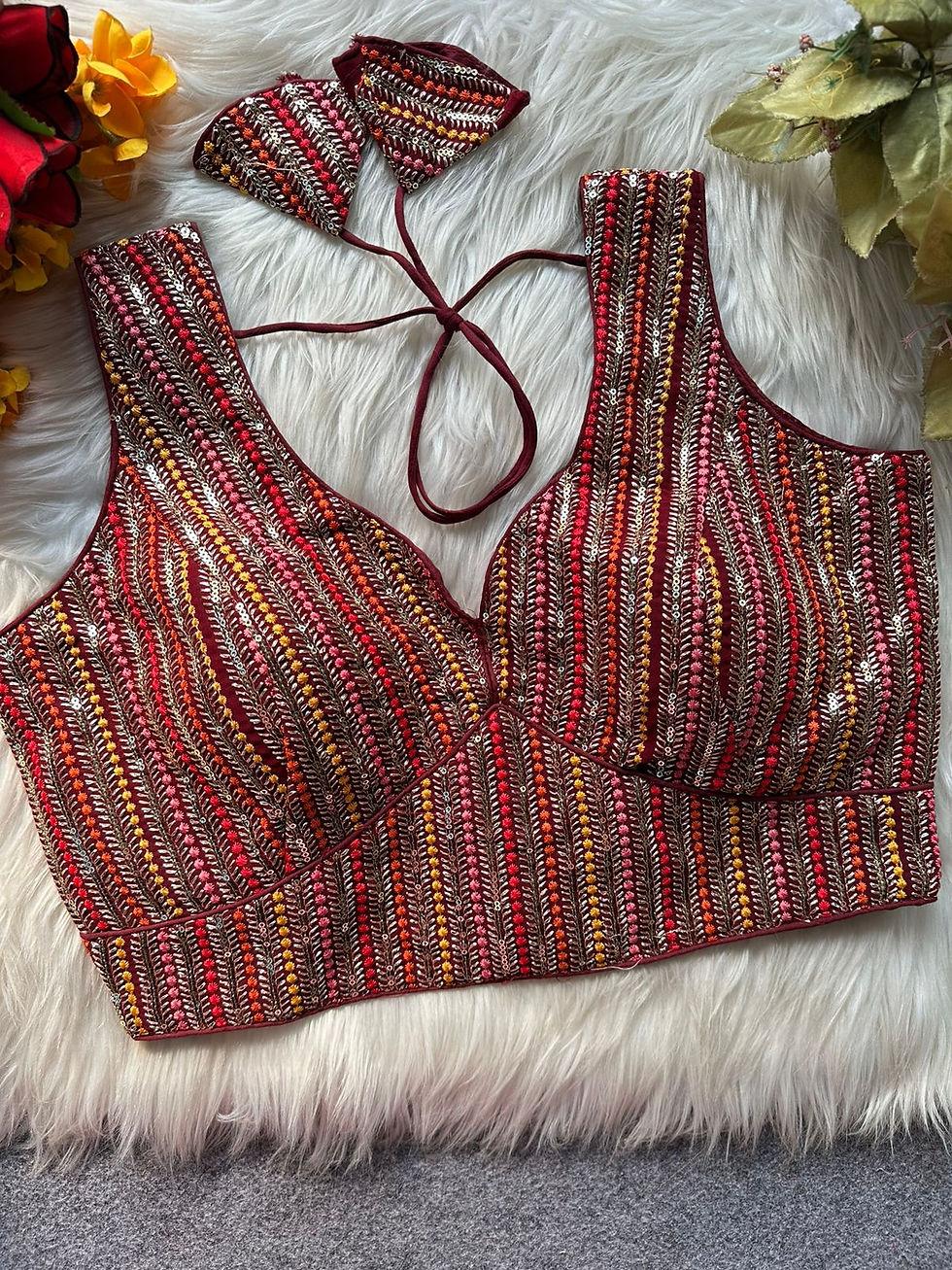 Thumbnail: Beautiful Partywear Blouse With Multi Thread Work 
