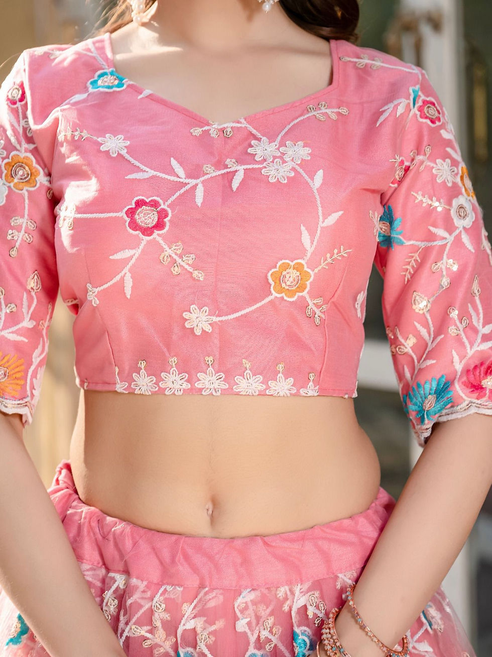 Thumbnail: Net Embroidery Lehenga Choli 