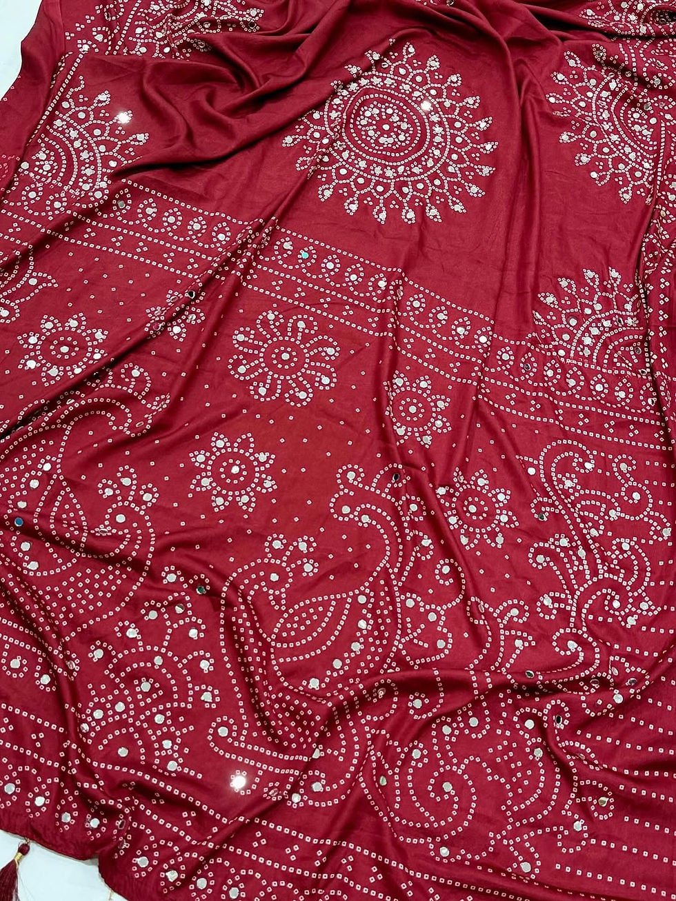 Thumbnail: Light satin moss weightless saree with Ajrakh pattern