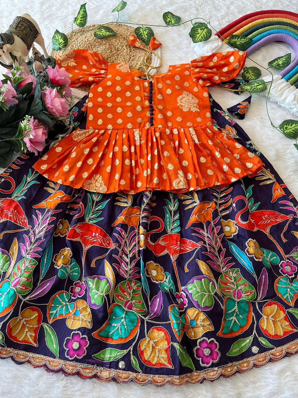 Thumbnail: Viscose dola silk lehenga choli with position embroidery
