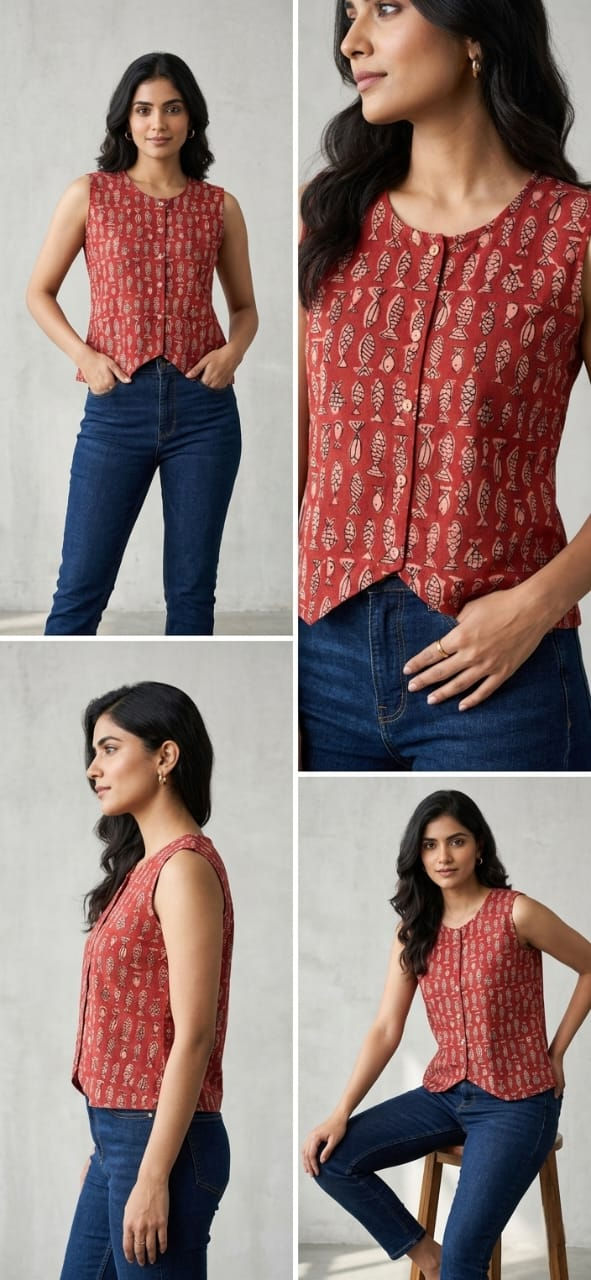 Thumbnail: Hand block printed cotton tops