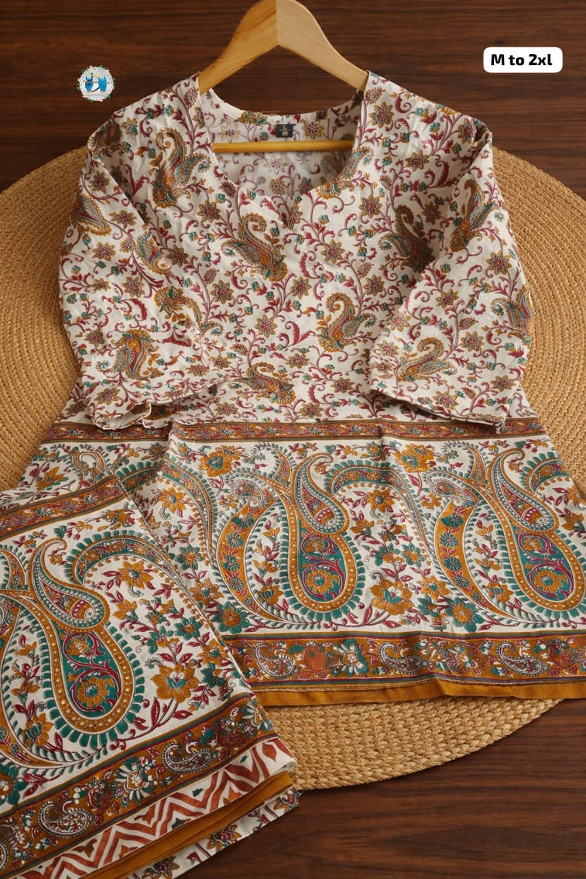 Thumbnail: Ajrakh Print Cotton Top & Palazzo pant
