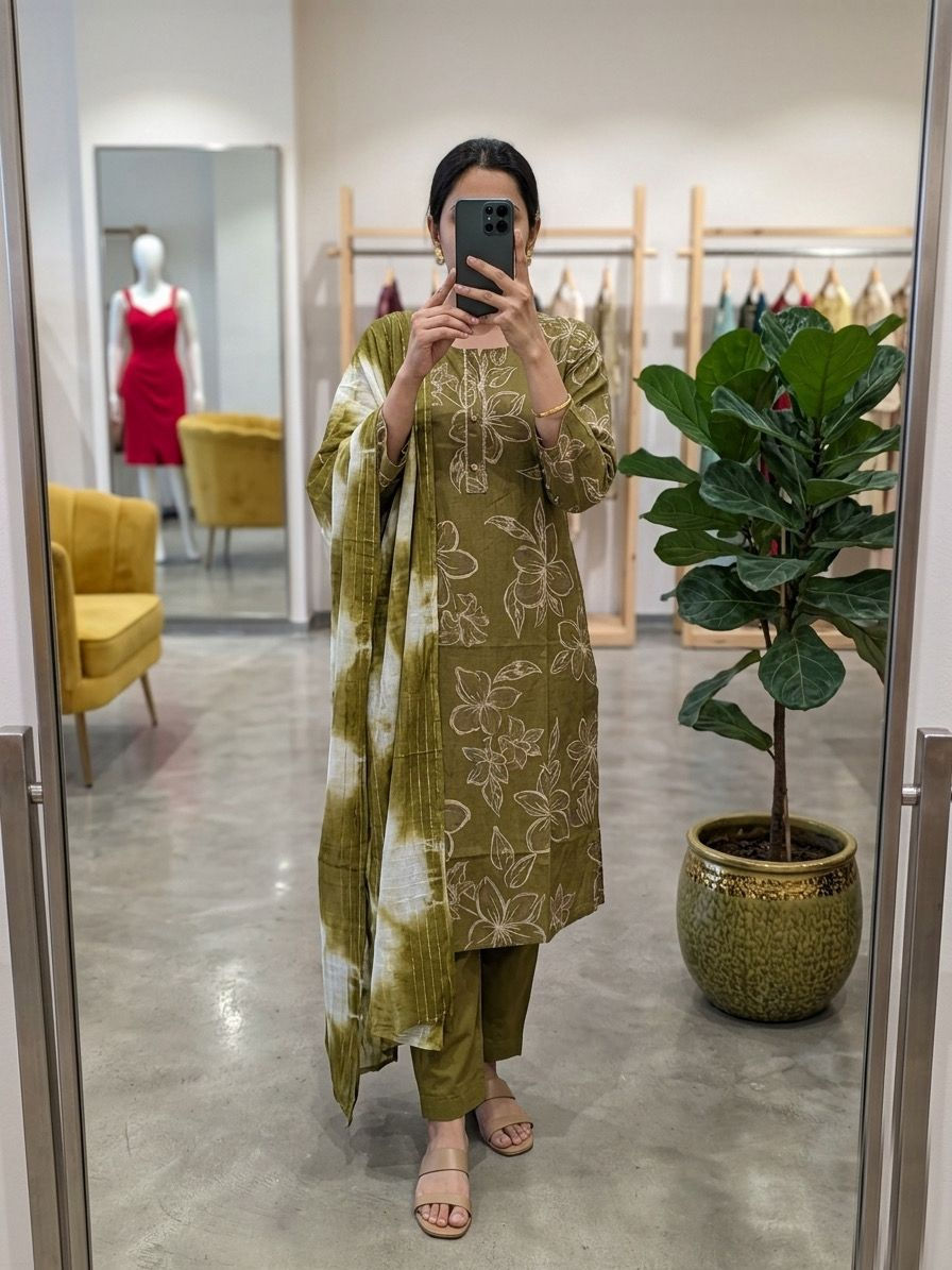 Thumbnail: Bamboo Cotton Suit Sets with Mill Print With Discharge Foil