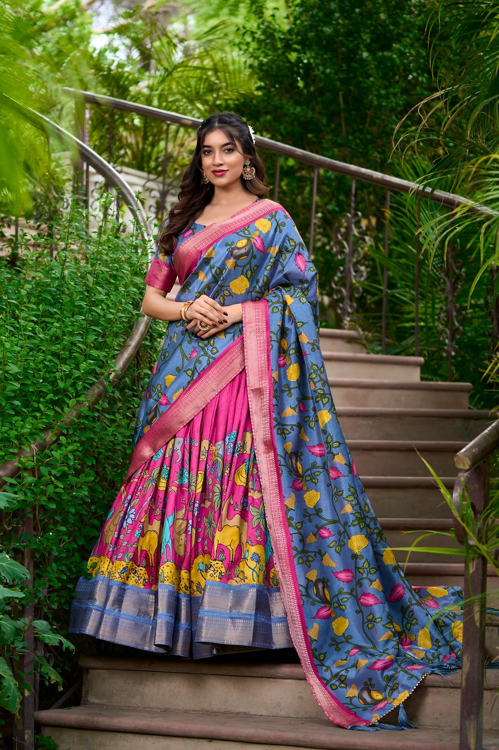 Thumbnail: Kalamkari Dola Silk Lehenga Choli