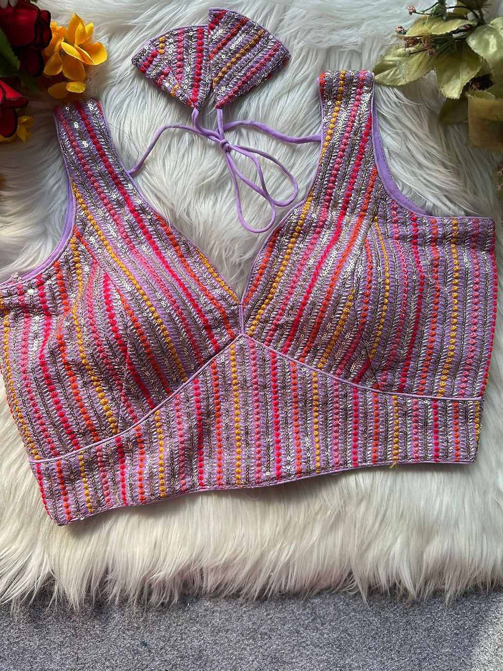 Thumbnail: Beautiful Partywear Blouse With Multi Thread Work 