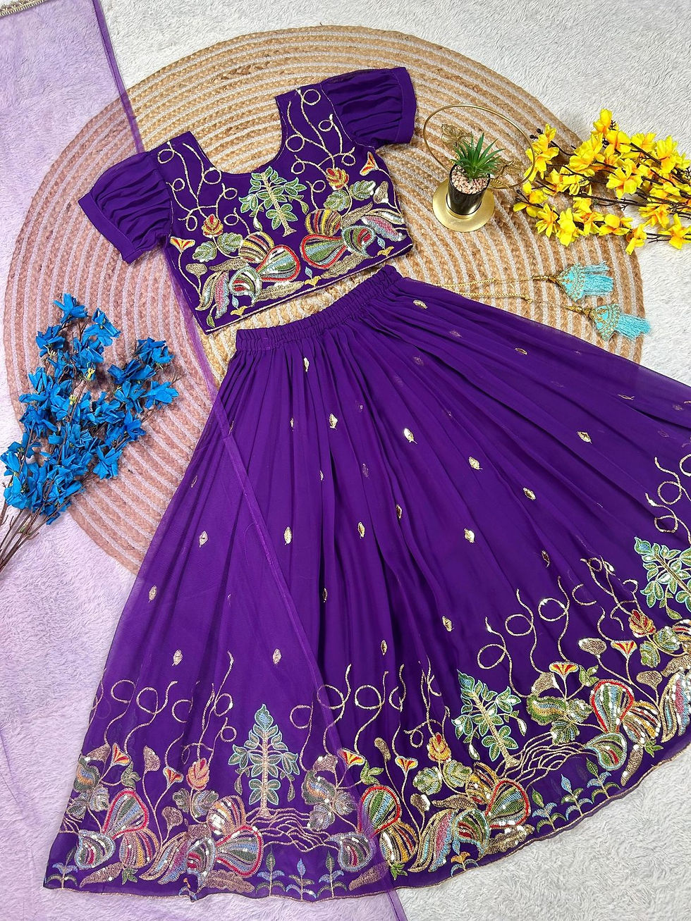 Thumbnail: Kids Heavy Faux Georgette Lehenga Choli