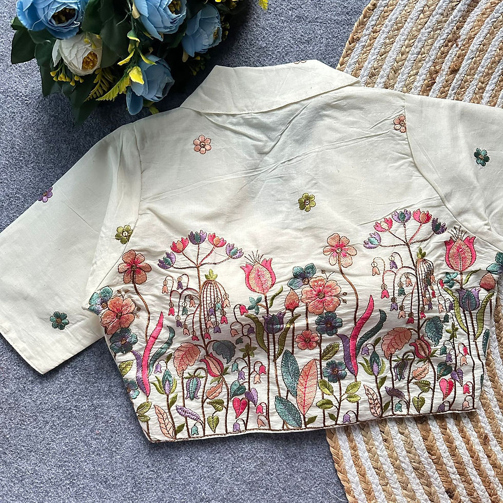 Thumbnail: Khadi Cotton Halter Collar Blouse