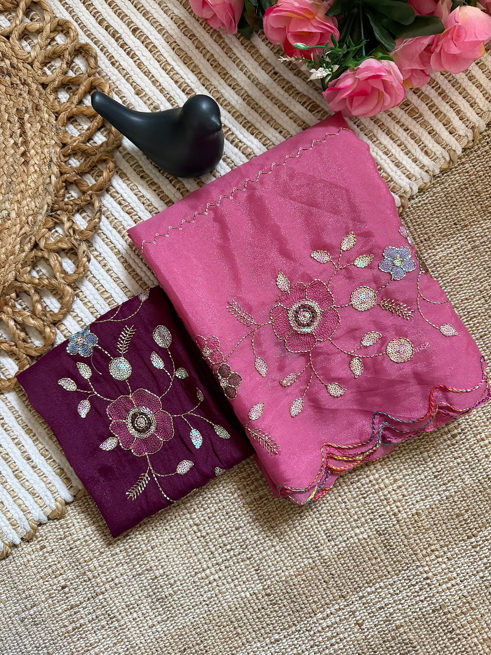 Thumbnail: Star georgette saree with intricate multi-thread work 