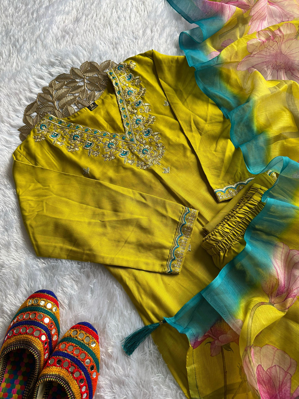 Thumbnail: Rayon slub suit set with beautiful embroidery