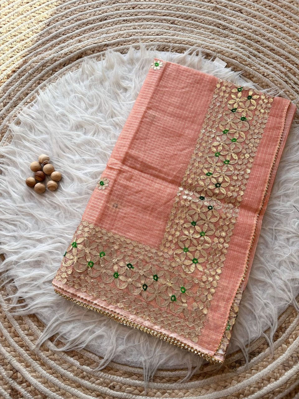 Thumbnail: Kota doria saree with gota patti work