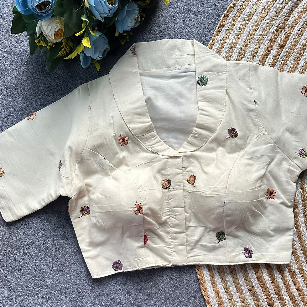 Thumbnail: Khadi Cotton Halter Collar Blouse