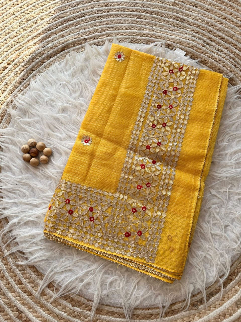 Thumbnail: Kota doria saree with gota patti work