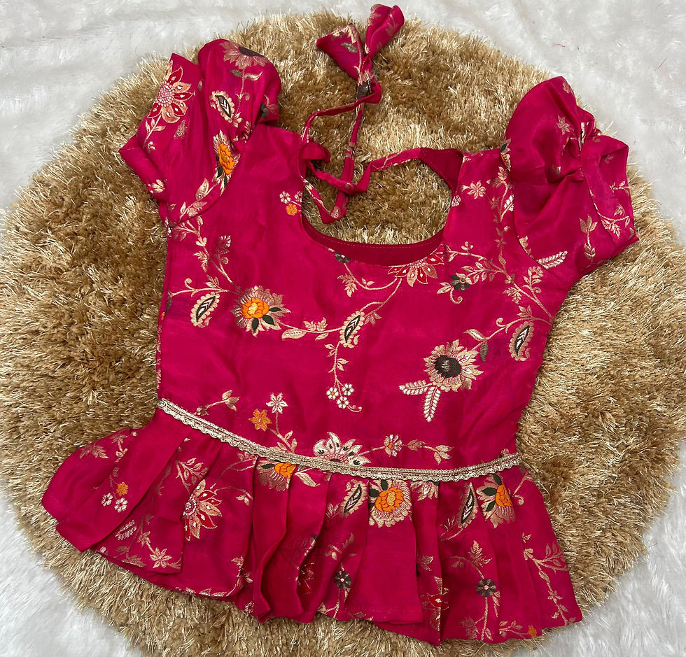 Thumbnail: Fully stitched gold crush lehenga choli for kids