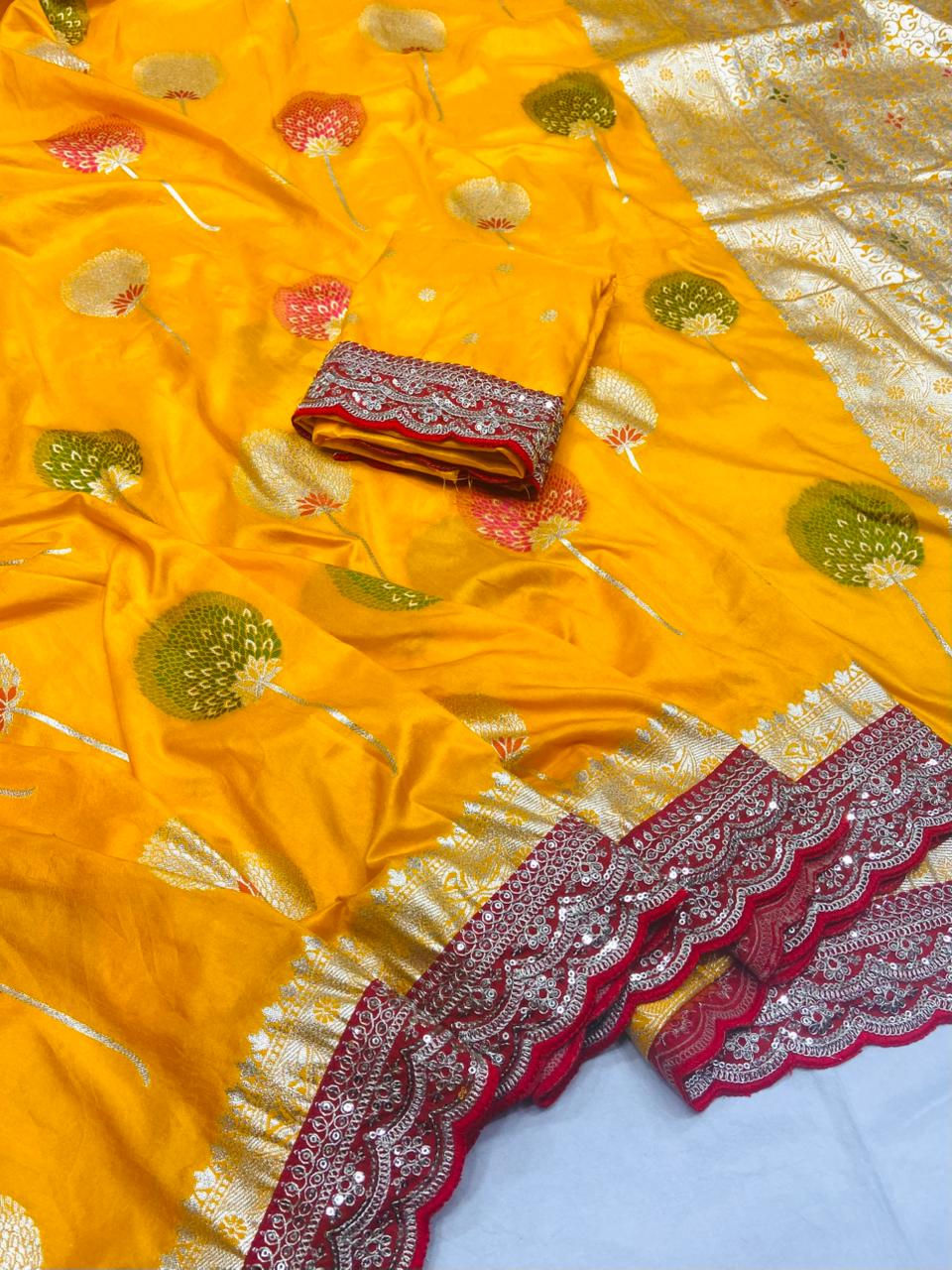 Thumbnail: Pure Khadi georgette saree with beautiful weaving mina work
