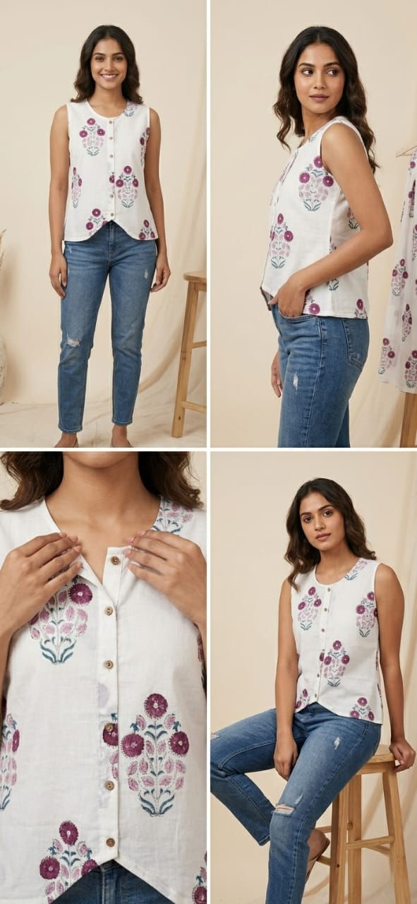 Thumbnail: Hand block printed cotton tops