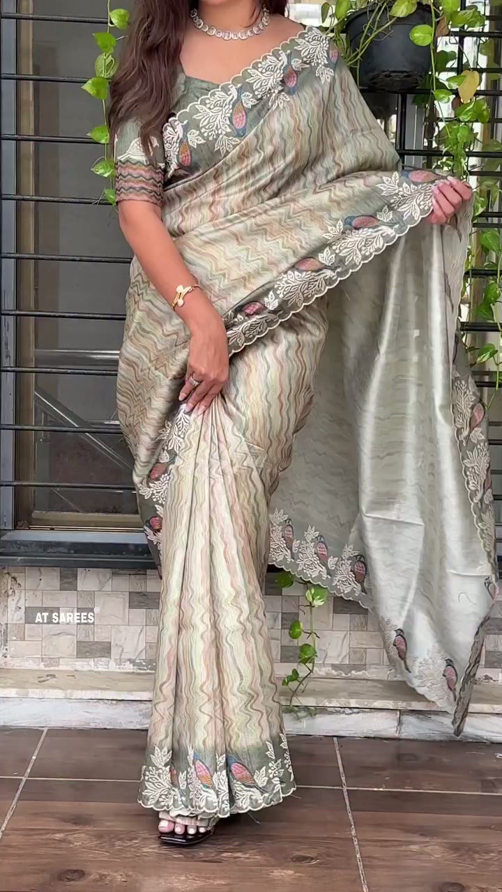 Thumbnail: Tussar Silk Digital Print Saree