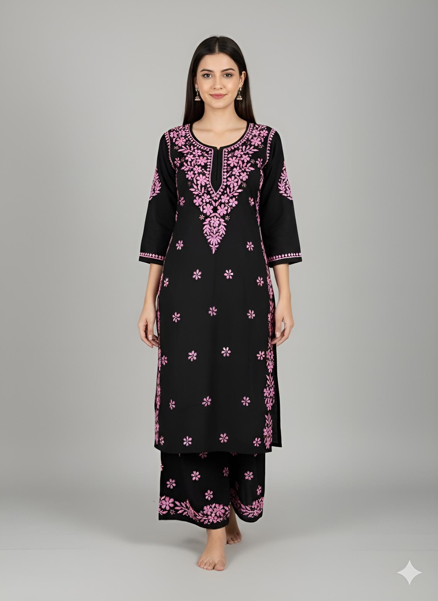 Heavy Rayon Double Shaded Thread Palazzo Set 