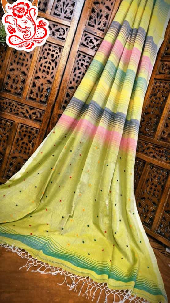 Thumbnail: Mul Cotton Saree with Rainbow Body 