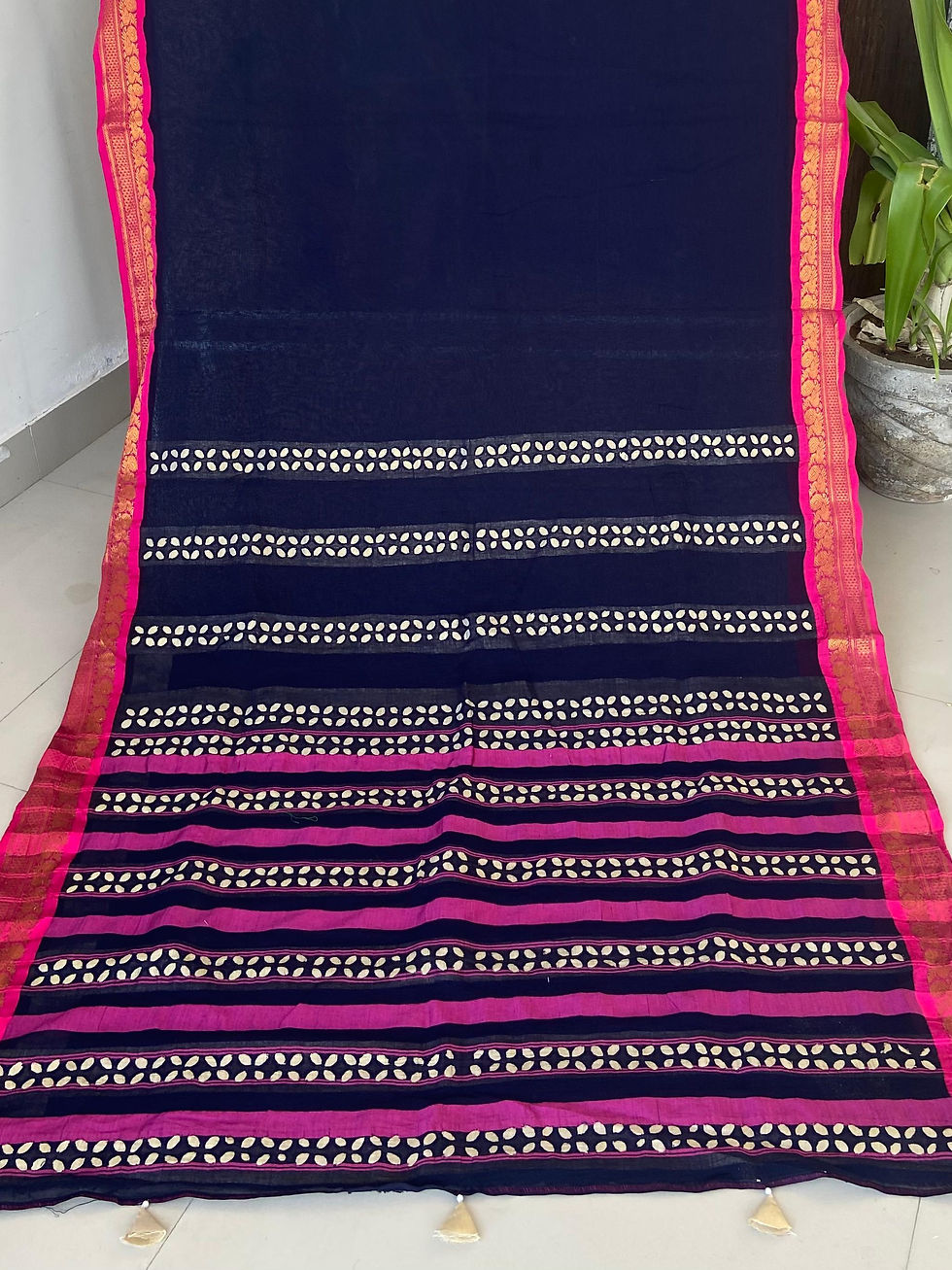 Thumbnail: Mangalgiri handloom appliqué work saree