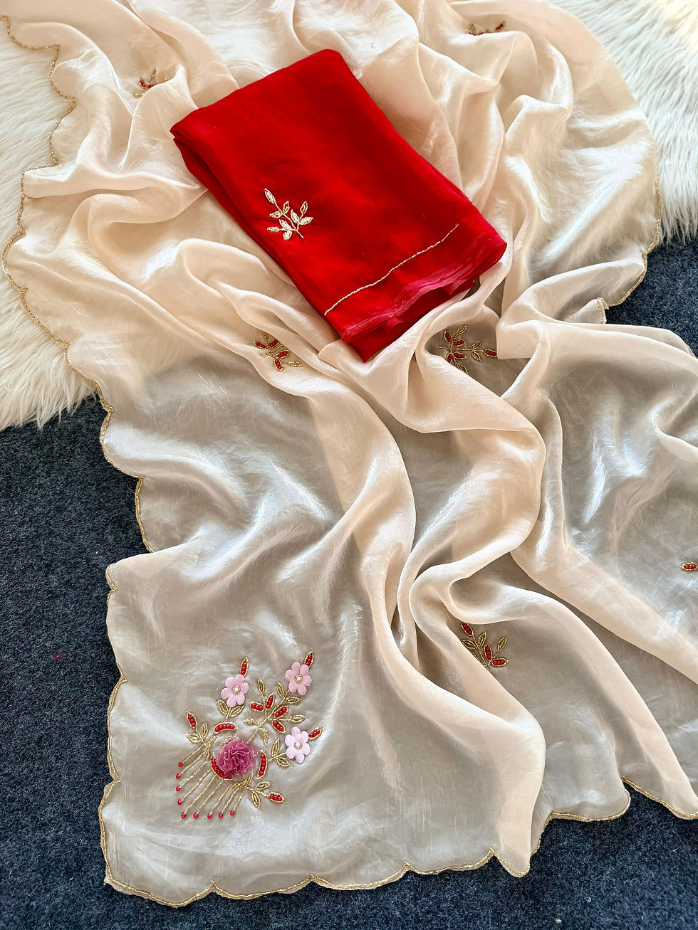 Thumbnail: Space silk saree with beautiful handwork