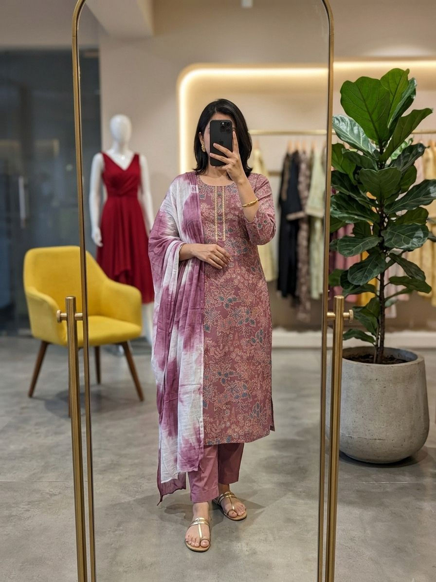 Thumbnail: Bamboo Cotton Suit Sets with Mill Print With Discharge Foil