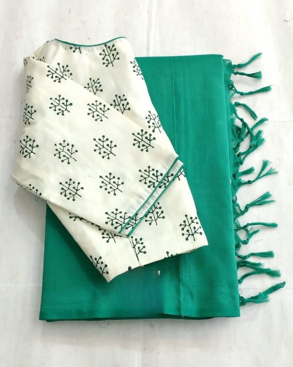 Soft chanderi saree with kalamkari print blouse