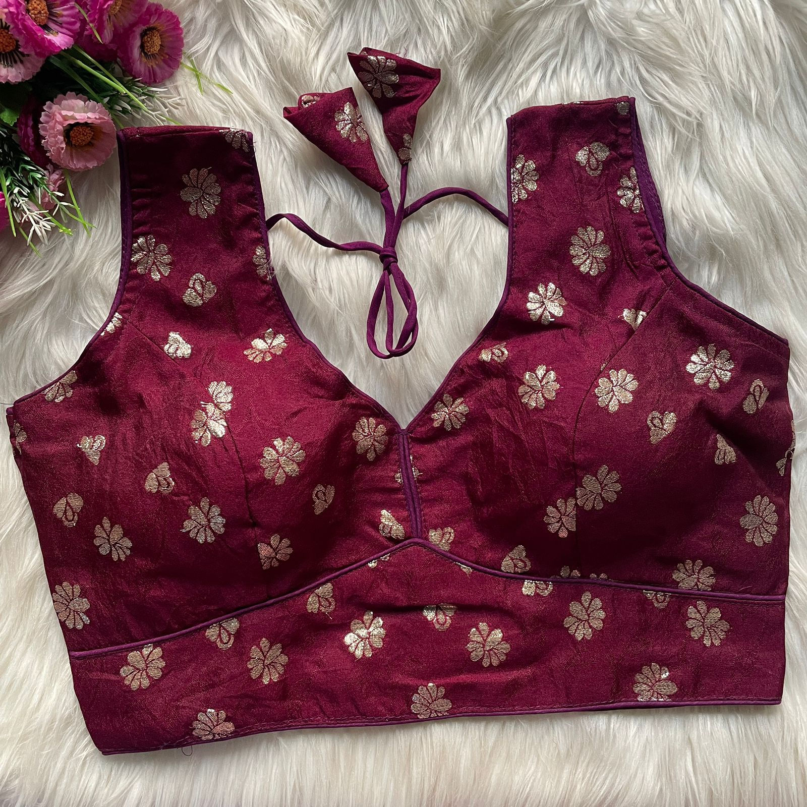 Pure Cosmos Viscose Jacquard Silk Blouse
