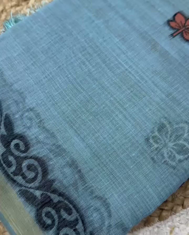 Thumbnail: Soft Pure Muga Cotton saree with Meenakari weaving touchup 
