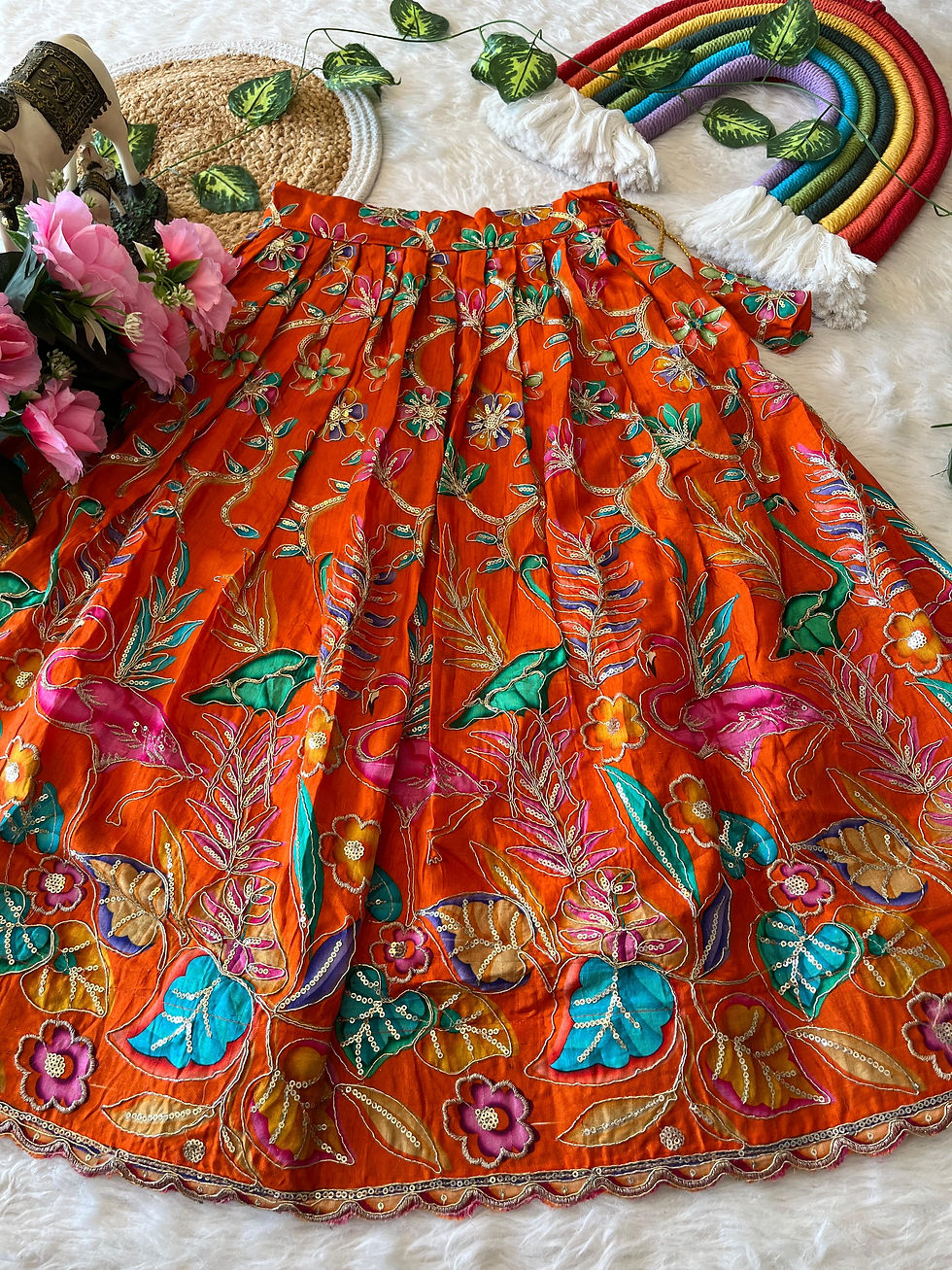 Thumbnail: Viscose dola silk lehenga choli with position embroidery