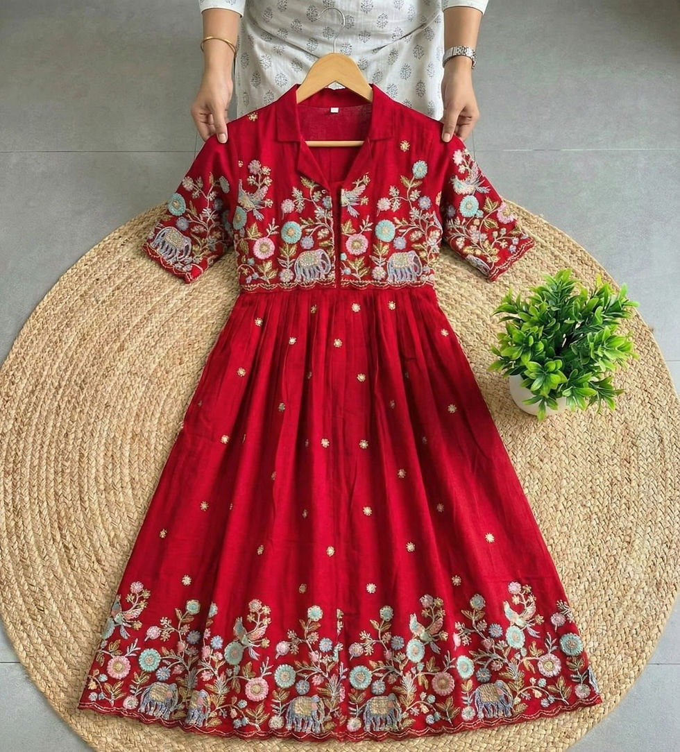 Thumbnail: Vichitra Silk Gown with detachable jacket