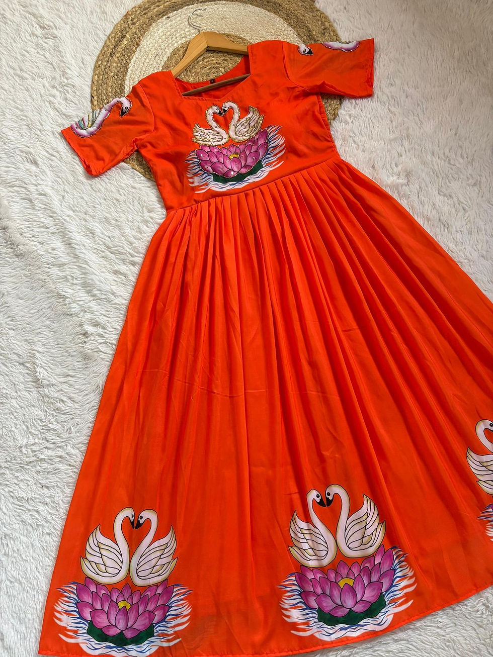 Thumbnail: Gown with  swan pattern print