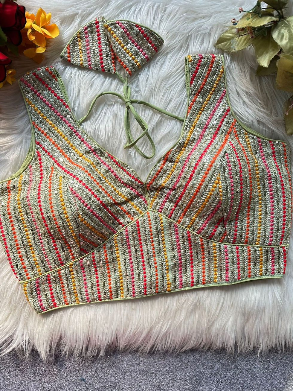 Thumbnail: Beautiful Partywear Blouse With Multi Thread Work 