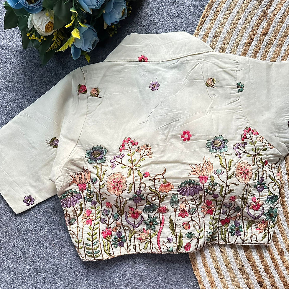 Thumbnail: Khadi Cotton Halter Collar Blouse