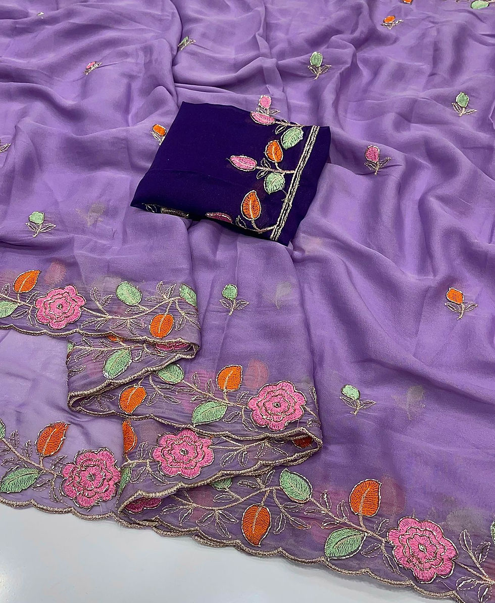 Thumbnail: Star georgette saree with embroidery work