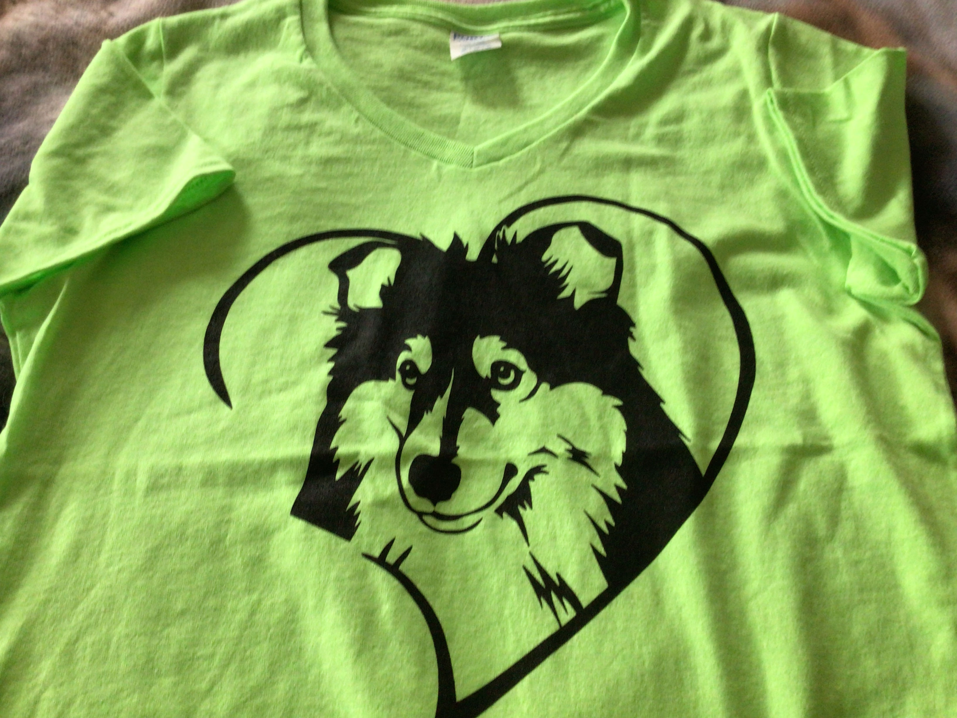 Sheltie Heart LPC54V Port & Company® Ladies Core Cotton V-N